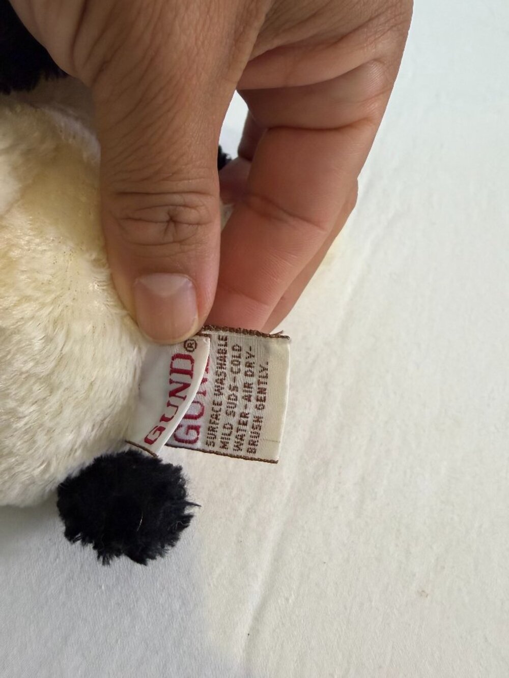 GUND Floppy Puppy Dog Plush Black White Stuffed Animal Brown Nose Soft Toy 11" - Picture 6 of 6